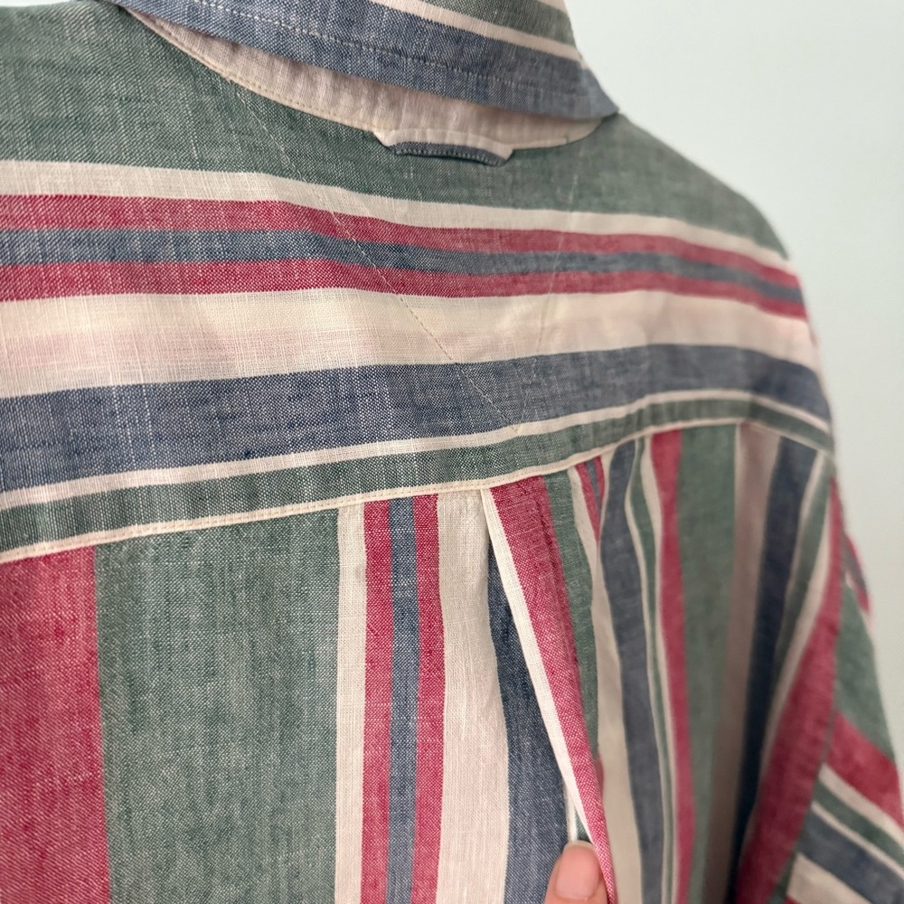 1990s Tommy Hilfiger Awning Stripped Linen Cotton Button Down Dad Shirt Sz XL - Picture 7 of 9